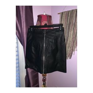 Faux Leather Zipper Skirt